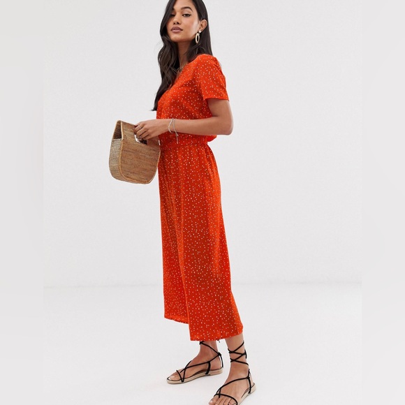 Ichi Jumpsuit V-Neck Short sleeve Wide-cut, cropped leg Relaxed fit Size Medium - Picture 3 of 9